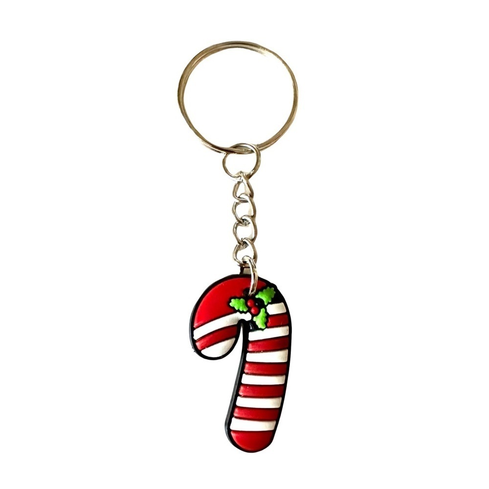 🔴 5 for $10 ONE Holiday Festive Christmas Candy Cane Ring Key Chain
